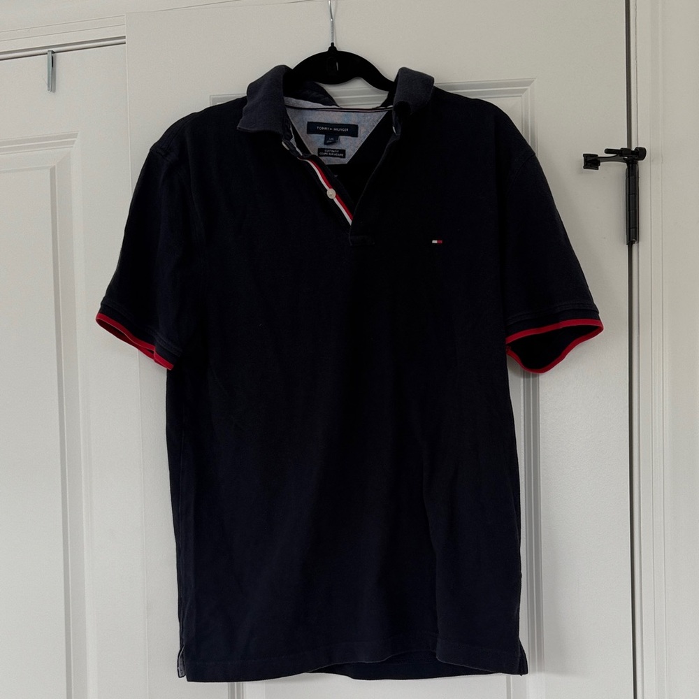 Tommy Hilfiger Navy Polo with Red Contrast Trim